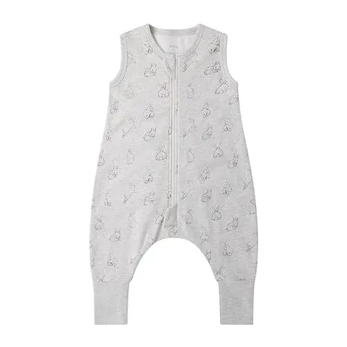 Produktbild: Owlivia 1.0 Tog Baby Schlafsack aus 100% Bio-Baumwolle mit Füßen - Ganzjähriger Komfort für Ihr Kleinkind, Graues Kaninchen 100 cm (4 Jahre)