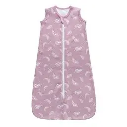 Produktbild: Owlivia Bio-Baumwolle Baby Schlafsack 0.5 Tog Jungen Mädchen Schlafsack, Tragbare Baby-Decke mit 2-Wege-Reißverschluss (Feder Violett, 3-12 Monate)
