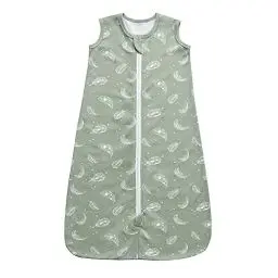Produktbild: Owlivia Bio-Baumwolle Baby Schlafsack 0.5 Tog Jungen Mädchen Schlafsack, Tragbare Baby-Decke mit 2-Wege-Reißverschluss (Federgrün, 3-12 Monate)