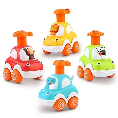 Produktbild: Own1one Auto Spielzeug ab 1 Jahr Junge, Baby Aufziehauto ab 18 Monate, 4Pcs Press Go Spielzeugautos Geschenk für Jungen Mädchen ab 1 2 3 Jahre