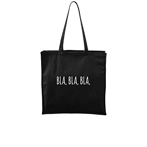Produktbild: OwnDesigner Bla Bla Bla Jute Einkaufstasche Baumwolltasche Waschbar mit Aufdruck Stofftasche Motive Beutel Jutebeutel (A901-483-Schwarz)