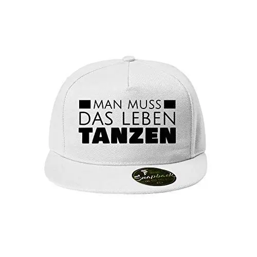 Produktbild: OwnDesigner Man muss das Leben tanzen Baseball Cap - Unisex Mütze, Cap für Herren und Damen, einfarbige Basecap, Snapback (Cap 466 Weiß)