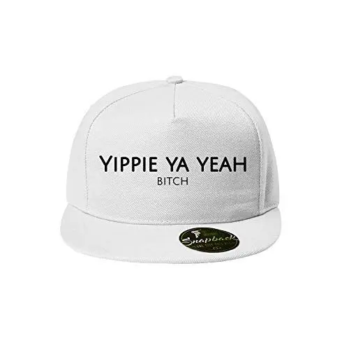 Produktbild: OwnDesigner Yippie ya Yeah Baseball Cap - Unisex Mütze, Cap für Herren und Damen, einfarbige Basecap, Snapback (Cap 448 Weiß)