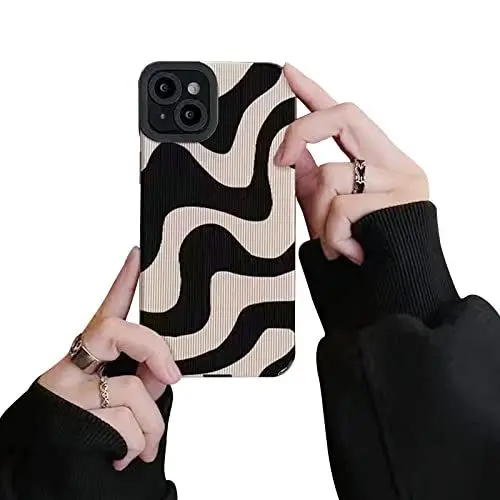 Produktbild: Ownest Handyhülle Kompatibel mit iPhone 13 Hülle Fashion Wave Simple Cute Zebra Stripes Aesthetic Muster Wellen Design Men Frauen Mädchen TPU PC Weiche Silikon Kamera Schutzhülle