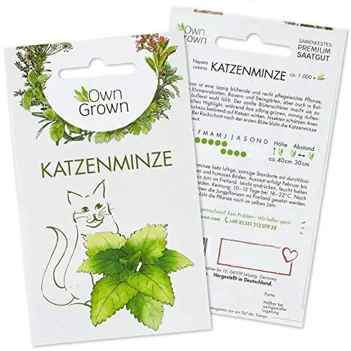Produktbild: OwnGrown Katzenminze Samen: Premium Katzenminze Saatgut zur Anzucht von ca 1000 Katzenminze Pflanzen – Nepeta Cataria Samen Katzenminze für Topf und Garten – Catnip Pflanze Saat – Katzen Zubehör