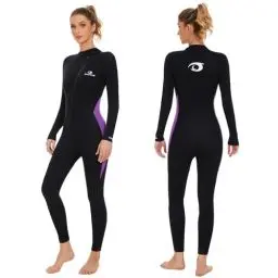 Produktbild: Owntop 5mm Neoprenanzüge für Frauen – Winter Neoprenanzug Erwachsene Neopren Tauchanzug, Wet Suit Frontreißverschluss Voller Länge Ultrawarm für Kalt Wasser Tauchen Surfen, Damen Violett XXL