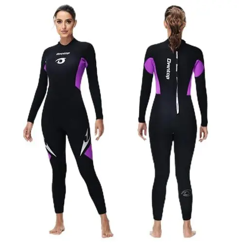 Produktbild: Owntop 5mm Neoprenanzüge für Männer Frauen - Rückenreißverschluss Neopren Tauchanzug, Erwachsene Ganzkörper-Nassanzüge, Thermischer Flexibler Tauchhaut Kaltwasser Tauchen Surfen, Damen Schwarz M