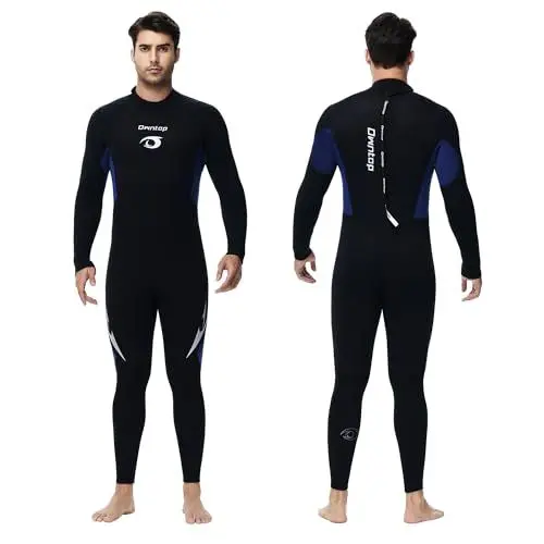 Produktbild: Owntop 5mm Neoprenanzüge für Männer Frauen - Rückenreißverschluss Neopren Tauchanzug, Erwachsene Ganzkörper-Nassanzüge, Thermischer Flexibler Tauchhaut Kaltwasser Tauchen Surfen, Herren Schwarz XL