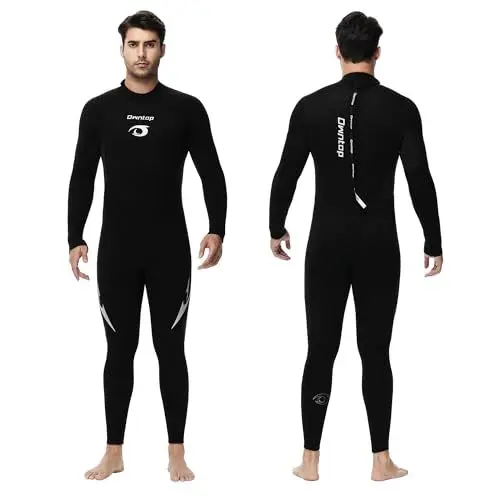 Produktbild: Owntop 5mm Neoprenanzüge für Männer Frauen - Rückenreißverschluss Neopren Tauchanzug, Erwachsene Ganzkörper-Nassanzüge, Thermischer Flexibler Tauchhaut Kaltwasser Tauchen Surfen, Herren Schwarz XL
