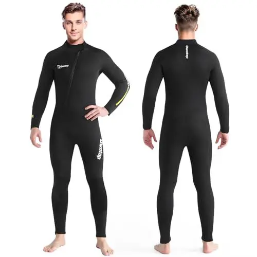 Produktbild: Owntop 5mm Neoprenanzüge für Männer - Erwachsenen Neopren Taucheranzug, Ganzkörper Wet Suit mit Vorderem Reißverschluss, Ultra Warme Flexible für Kaltes Wasser Tauchen Surfen, Herren Schwarz XL