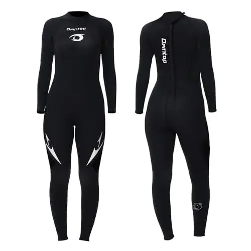 Produktbild: Owntop Damen Ganzkörper 3/2mm Neoprenanzug, Ultra-Stretch Langarm Winter Neoprenanzug, Rückenreißverschluss Erwachsene Neopren Surf- und Tauchanzug, Damen Schwarz 3XL