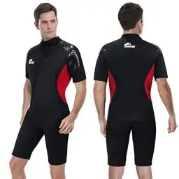 Produktbild: Owntop Shorty Neoprenanzug für Herren – 3mm Neopren Tauchanzüge Stretch Kurzarm Einteiler Tauchhaut Frontreißverschluss UPF50+ Thermo-Badebekleidung zum Surfen Schwimmen Schnorcheln Wassersport, M