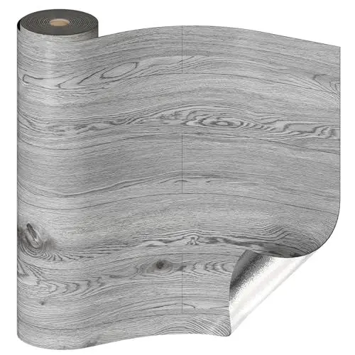 Produktbild: Oxdigi PVC Bodenbelag Selbstklebende 1.8m², Holzoptik Vinylboden Bodenfliesen, Verdickende Bodenaufkleber für Eingangstür, Wohnzimmer, Küche, DIY Zuschneidbar Vinyl-Fußböden 60x300 cm Grau
