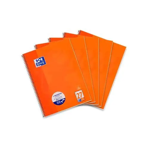Produktbild: Oxford Collegeblock A4, liniert, 80 Blatt, gelocht, orange, 5 Stück