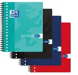 Produktbild: Oxford Collegeblock A5 Liniert 80 Blatt 17 Loch 5er Pack 4 Farben Notizblock