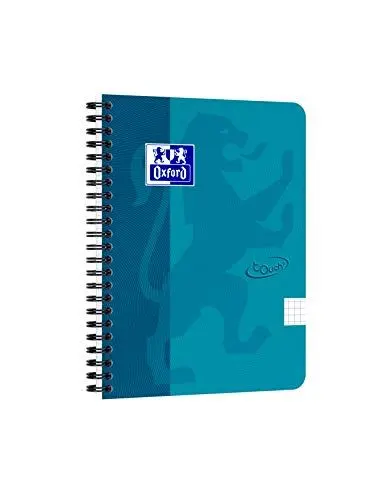 Produktbild: Oxford Touch Collegeblock A5 kariert mit Rand, je 140 Seiten, Softcover, meer-blau, 5 Stück