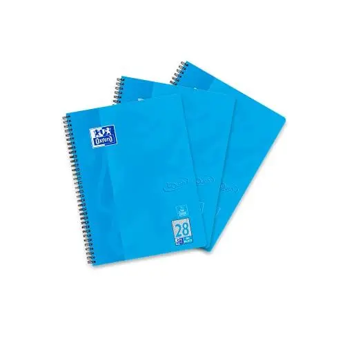 Produktbild: Oxford Touch Collegeblock A4 kariert, mit Doppelrand, 80 Blatt, blau, 3 Stück