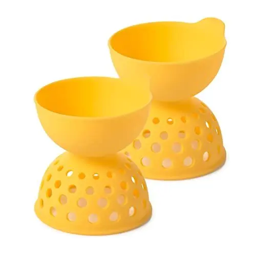 Produktbild: OXO Good Grips Eier-Pochierer 2-teiliges Set aus BPA-freiem Silikon, gelb – perfekt pochierte Eier für Avocadotoast und mehr