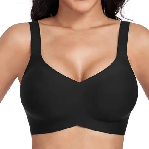Produktbild: OXYIBRAS Drahtloser Minimizer BH Damen Ohne Bügel V-Ausschnitt Bralette Mit Hoher Elastizität Und Ultrakomfort T-Shirt Schlaf-BH Mit Zusätzlicher Verlängerung BKM