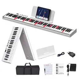 Produktbild: OYAYO Piano 88 Tasten Klaviertastatur Unterstützung Beleuchtete Tastatur und USB MIDI & Bluetooth, Digital Piano mit Klavier Aufkleber Notenständer für Anfänger Kind Erwachsener oder Geschenk