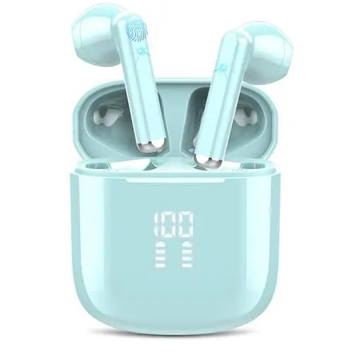 Produktbild: OYIB Bluetooth Kopfhörer, 2024 In Ear Kopfhörer Kabellos Bluetooth 5.3 Kopfhörer mit ENC Mic, 25 Std Tiefer Bass Wireless Earbuds, Touch Control, IP7 Wasserdicht Ohrhörer LED-Anzeige Joggen Blau