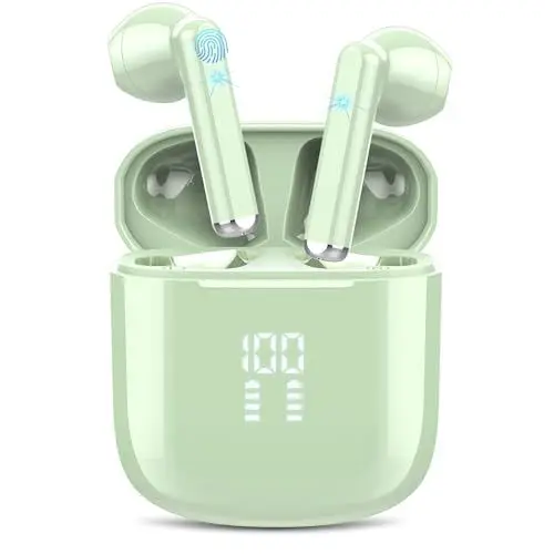 Produktbild: OYIB Bluetooth 5.3 Kopfhörer In Ear, 2023 Neue Bluetooth 5.3 Kabellos Kopfhörer mit ENC Mikro, Immersiver HiFi Kopfhörer, Touch Control Ohrhörer mit LED Anzeige, 25H, IPX7 Wasserdicht, Grün