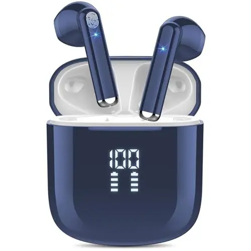 Produktbild: OYIB Bluetooth Kopfhörer, In Ear Kopfhörer Kabellos Bluetooth 5.3 Kopfhörer mit ENC Mic, 25 Std Tiefer Bass Wireless Earbuds, Touch Control, IP7 Wasserdicht Ohrhörer LED-Anzeige Joggen Tiefes Blau