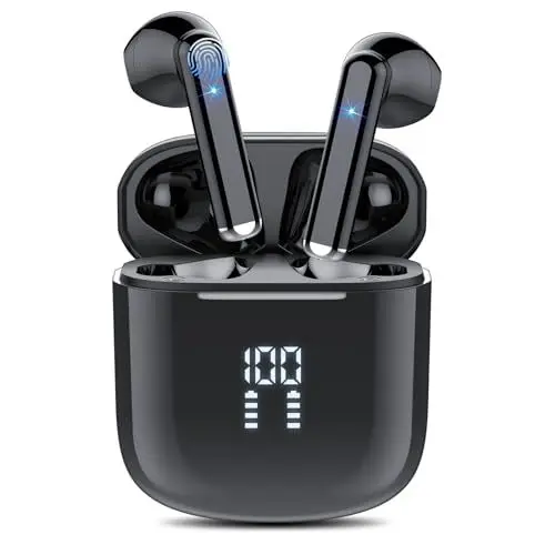 Produktbild: OYIB Bluetooth Kopfhörer In Ear, 2023 Neue Bluetooth 5.3 Kabellos mit 4 ENC Mikro, Immersiver HiFi Touch Control Ohrhörer mit LED Anzeige, 25H, IPX7 Wasserdicht, beim Joggen