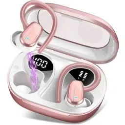 Produktbild: OYIB Bluetooth Kopfhörer Sport, Kopfhörer Kabellos Bluetooth 5.4 In Ear Kopfhörer mit ENC Mic, 50Std Immersiver HiFi Stereo Ohrhörer, Dual LED-Anzeige, IPX7 Wasserdicht Earbuds mit Ohrhaken/Roségold