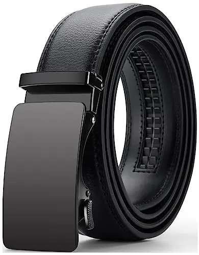 Produktbild: Oyifan Gürtel Herren, Schwarz Ledergürtel Herren automatik Ratsche Gürtel mit schnellverschluss schnalle, anzuggürtel ohne löcher, 35mm Breit, Größe Angepasst