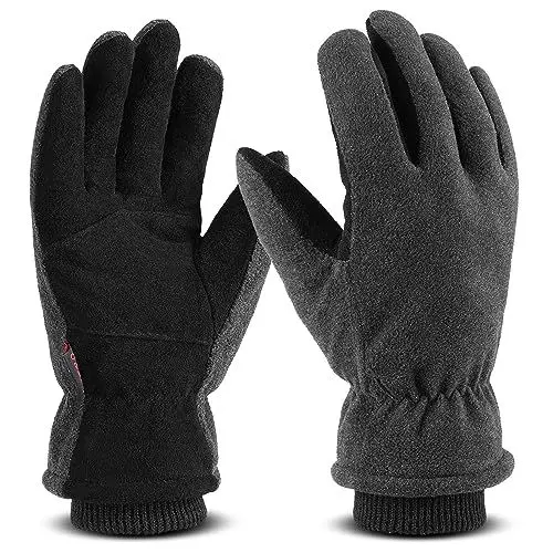 Produktbild: OZERO Thermo Handschuhe,Leder Warme Winter Handschuhe zum Laufen,1 Paar, Grau, M