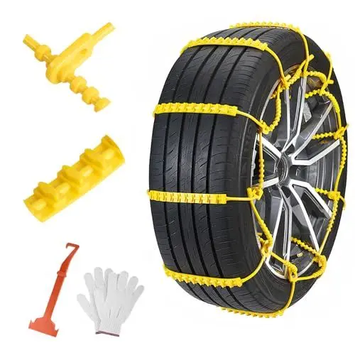Produktbild: Oziral Schneeketten 10 Stück Anti Rutsch Einstellbare Ketten Reifen Rad für Auto, LKW, SUV. Fahrbahn, Schnee Straßen, Auto Sicherheit, Eisschlamm, Klettern, Breite 145-295 mm (5.7 in - 11.6 in)