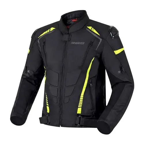 Produktbild: OZONE MOTO Pulse Motorradjacke Herren | Ellbogen und Schultern Protektoren | Abnehmbare Wasserdichte Membran | Abnehmbare Thermofutter | Schulterschleifer | 3 Belüftungskanäle