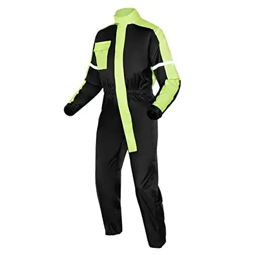 Produktbild: OZONE MOTO Regenanzug für Motorrad Einteilig | Langlebiges wasserdichtes Polyester | Reißverschluss mit Klettverschluss und Stiche laminierte | Reflektierende Elemente