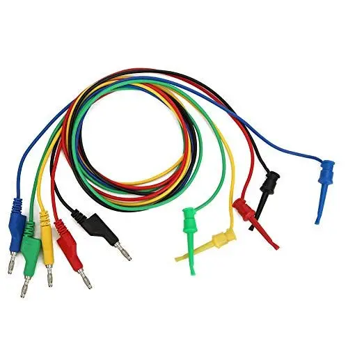 Produktbild: P1045 5 Stücke Bananen Messleitungen, 4mm 1 m Stapelbar Draht Kabel Bananenstecker Krokodilklemme Messleitungen für Multimeter, Bananen Messkabel Messleitung