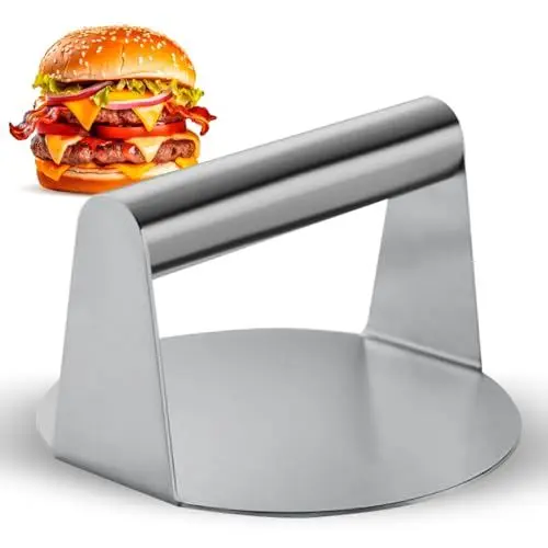 Produktbild: PaaoRoaru Burger Smasher, 5,5 Zoll runde Edelstahl Burgerpresse für Perfekte Smash Burger auf Grillpfannen, Grills und Grillöfen