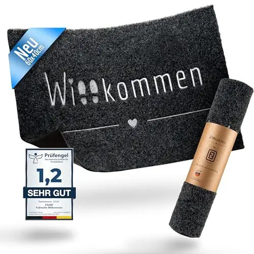 Produktbild: PAARF® Fußmatte innen (40x60) WILLKOMMEN Fußmatte waschbar & Fussmatte innen - Fussmatten Haustür schmutzfangmatte, fußmatte außen, Fußmatten eingangsteppich, Fussmatte aussen lustig, teppich türmatte