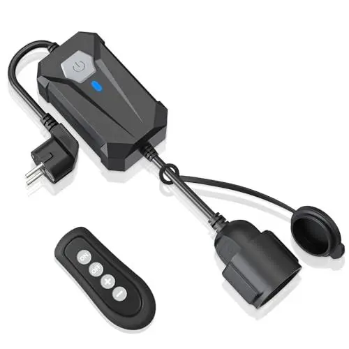 Produktbild: PABANCE Smart Dimmer Plug, WiFi Outdoor Dimmer für String Lights, LED, Filament, Halogenlampe, APP-Fernbedienung und Google Assistant, Alexa Outdoor Smart Plug, benötigt 2,4 GHz Wi-Fi, wasserdicht