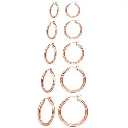 Produktbild: PABBEU 5Paare Rosegold Ohrringe Damen Hypoallergen Creolen Rosegold Schlafknorpel Klein Mini Ohrringe Rosegold für Damen und Mädchen 8/10/12/14/16mm