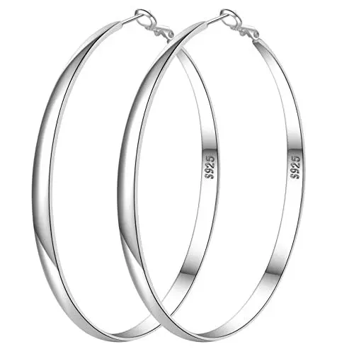 Produktbild: PABBEU Creolen Silber 925 Groß Silber Ohrringe Damen Hypoallerge Creolen Ohrringe Leicht Ohrringe Mädchen Silber für Damen 5mm Breit 30/40/50/70mm