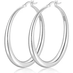 Produktbild: PABBEU Ohrringe Silber 925 Creolen Hypoallergen Klobig Creolen Silber Groß Dick Creolen Ohrringe Leichte Silber Ohrringe Damen Mädchen 35/40/50MM