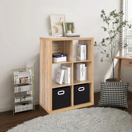 Produktbild: PACHIRA Bücherregal 2 * 3, 36mm Dicke Bücherschrank Stufenregal, Holz Standregal, offenes Aufbewahrungsregal Würfelregal für Kleidung, Spielzeug, Büroregal für Wohnzimmer, Schlafzimmer