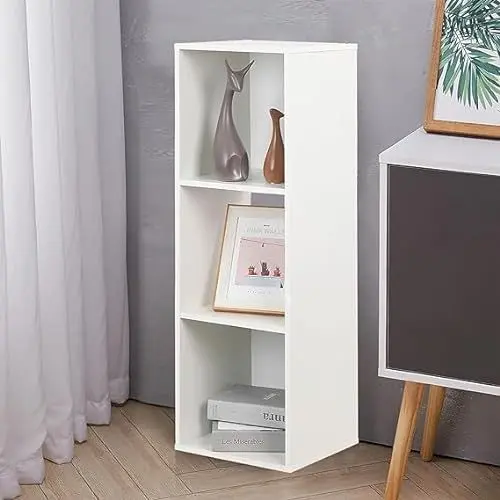 Produktbild: PACHIRA Bücherregal mit 3 Ebenen, 1 * 3 Holz Bücherschrank Stufenregal, Standregal mit 3 Fächern, offenes Aufbewahrungsregal Würfelregal für Kleidung, Spielzeug, Büroregal für Wohnzimmer