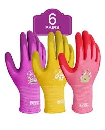 Produktbild: PACIFIC 6 Paar Gartenhandschuhe für Damen, Gartenhandschuhe mit rutschfeste Crinkle Latex Beschichtung, robuste Handschuhe Größe 8/M