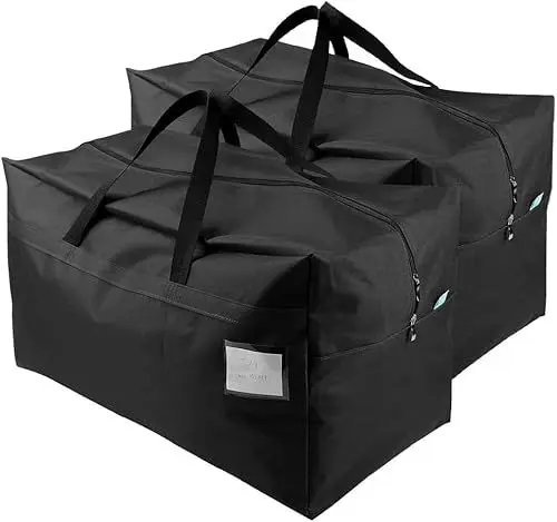 Produktbild: Pack von 2, große Größe Aufbewahrungstasche für Kleidung, Kleidungsstück, Bettwäsche, Festspiele Verzierung Veranstalter Taschen, 100L, Schwarz
