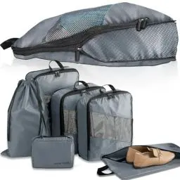 Produktbild: Packing Cubes Compression, 6-teilig Kompressions Packwürfel Koffer Organizer für Rucksack & Koffer Ultraleicht Erweiterbar Kofferorganizer Reise Würfel Grau