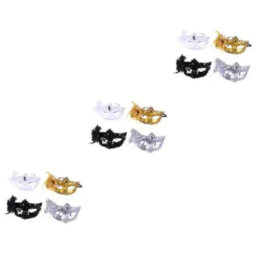 Produktbild: PACKOVE 12 Stk Cosplay-Maske Diamantmaske Abschlussball Requisiten Halloween Bilden Party-Maske Gras Outfit Maskerade-Maske venezianische Maske Tanz-Make-up-Requisite Spitze Venedig Kind