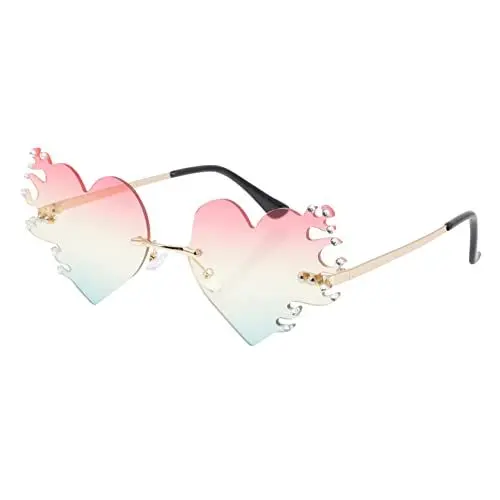 Produktbild: PACKOVE 1 Paar Flamme Sonnenbrille randlose Sonnenbrille leuchtbrillen süße brille Herz-Flamme-Brille Kreisbrille für Männer polarisierte herzförmige Sonnenbrille flammenförmige brille