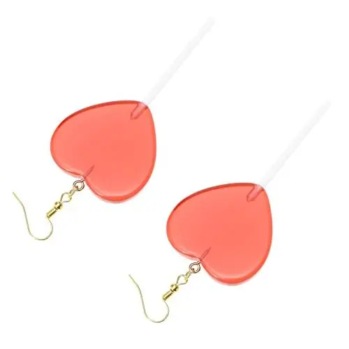 Produktbild: PACKOVE 1 Paar Herz-Süßigkeit-Ohrringe cute earrings süße ohrringe lustige ohrringe Herzförmige Ohrringe Cartoon-Lutscher-Ohranhänger Ohrhänger aus Kunstharz Karikatur Zubehör Plastik rot