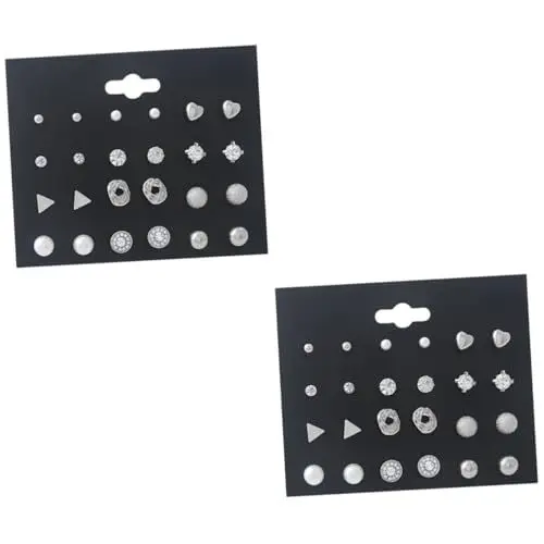 Produktbild: PACKOVE 2sätze Geometrische Ohrstecker Set Mit Perlen Und Zirkonia Ohrringe Silber Für Und Kreative Schmuckstücke Für